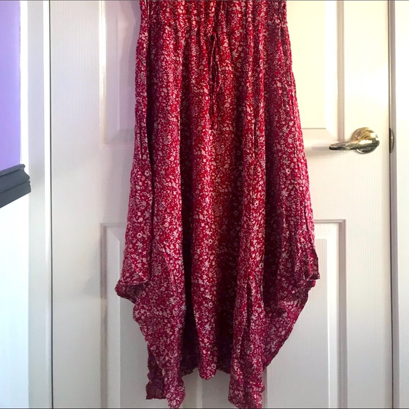 Long Red Maxi Dress with Tie Waist - Picture 4 of 4